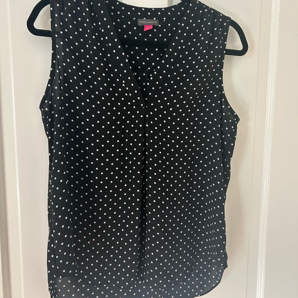 Vince Camuto Black and White Polka Dot Blouse